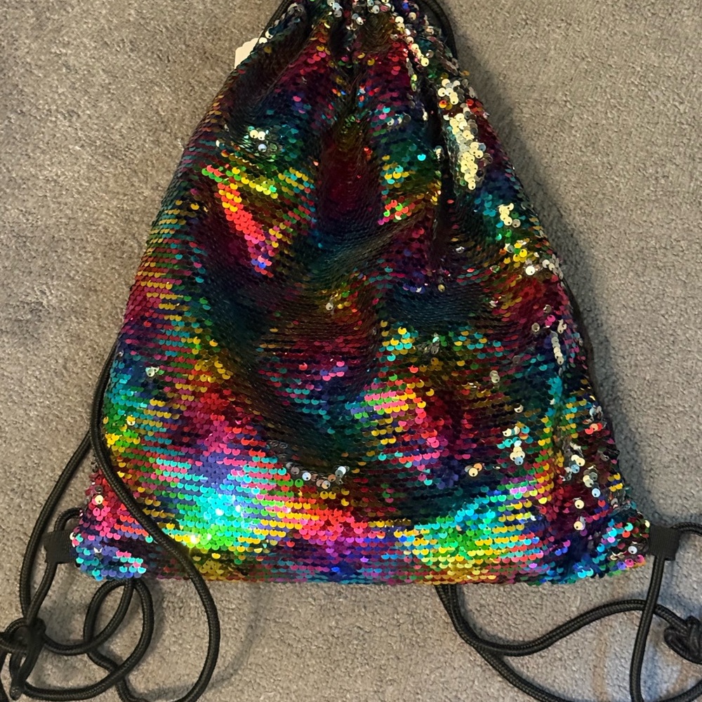 Multicolor Sequin Drawstring Backpack - Picture 5 of 5
